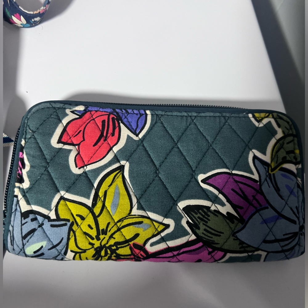Vera Bradley Quilted Floral Wallet - Blue, Pink, Yellow